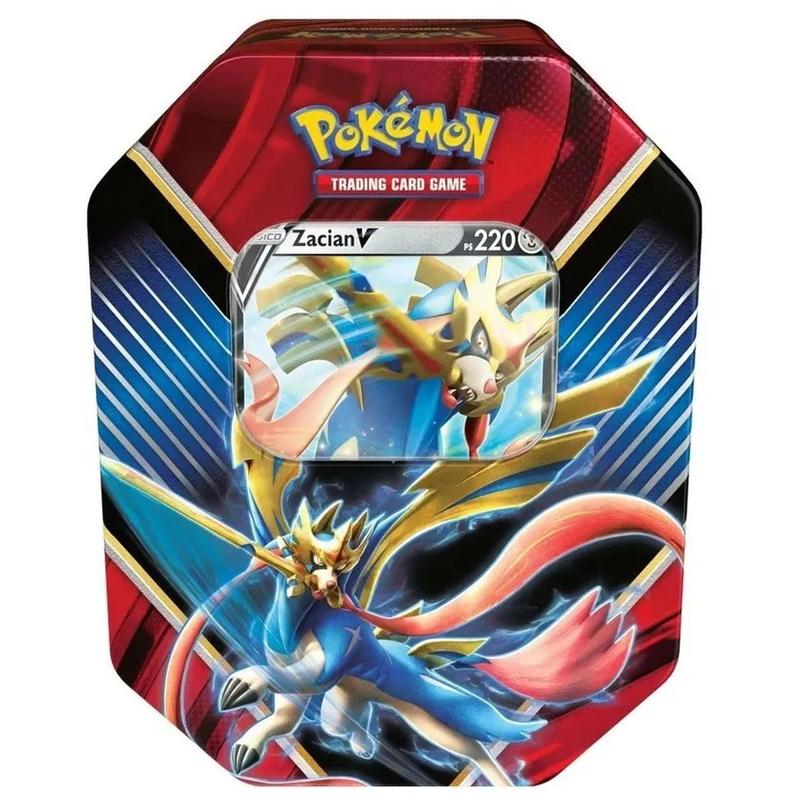 Carta Pokémon Kit Com 2 Latas Zamazenta Zacian Lendas Galar